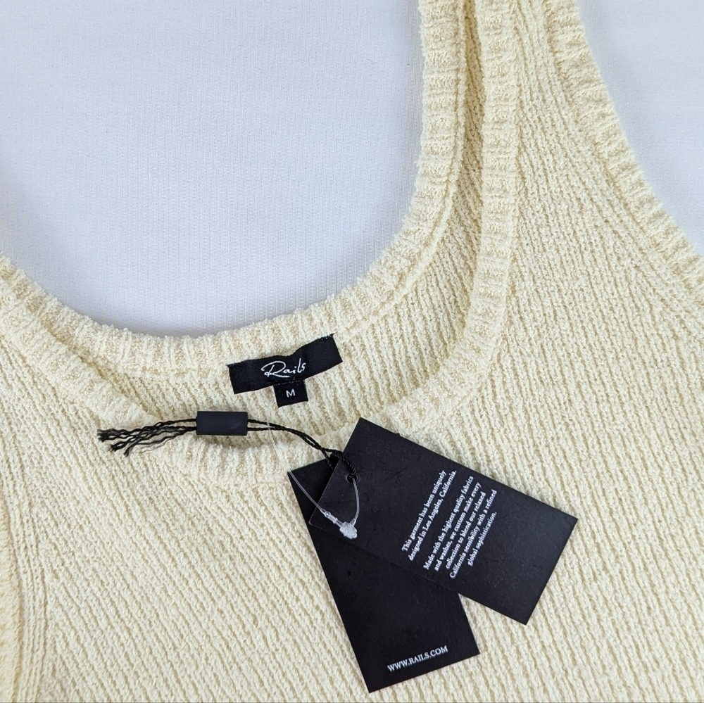 Rails Albie Tank Scoop Neck Linen Cotton Blend Textured Rib Knit Ivory M NWT - Picture 14 of 14